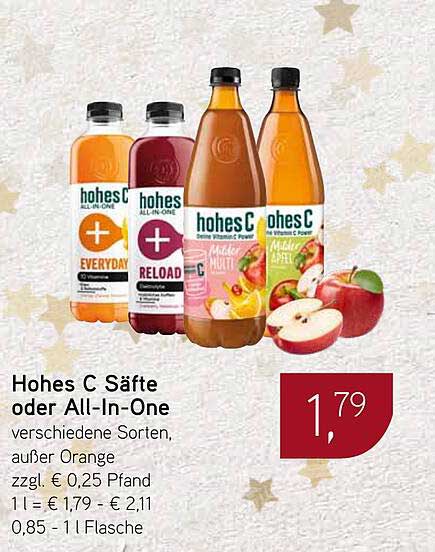 Hohes C Säfte oder All-In-One, verschiedene Sorten
