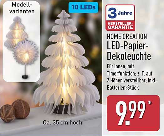 HOME CREATION LED-Papier-Dekoleuchte