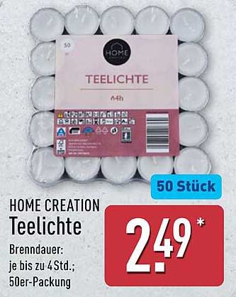 HOME CREATION Teelichte 50er-Packung