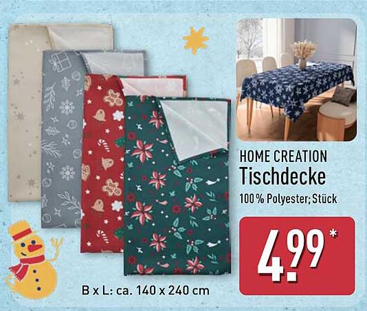 HOME CREATION Tischdecke 100% Polyester; Stück