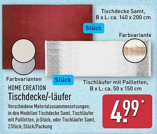 HOME CREATION Tischdecke/-läufer