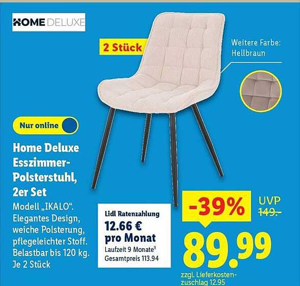 Home Deluxe Esszimmer-Polsterstuhl, 2er Set