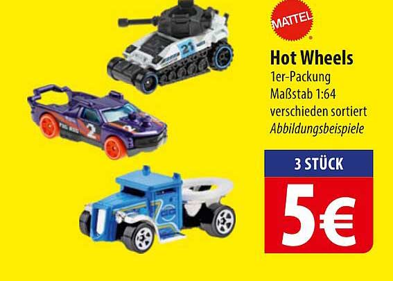 Hot Wheels 3er-Packung - 1:64 Maßstab, verschiede Sortierungen