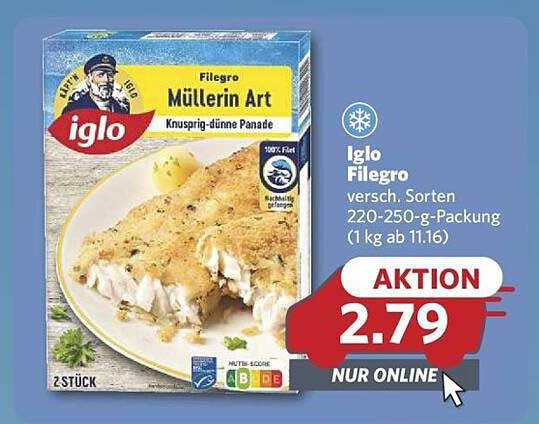 Iglo Filegro Müllerin Art - Knusprig-dünne Panade, 220-250 g-Packung