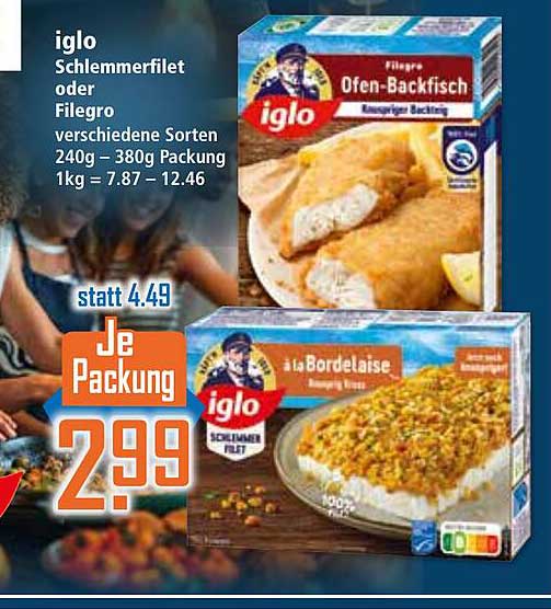 iglo Schlemmerfilet oder Filegro 240g – 380g Packung