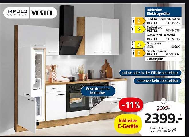 Impus Küche ROLLER – Vestel Kühl-Gefrierkombination mit Elektrogeräten