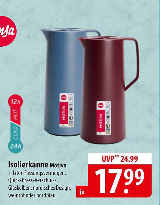 Isolierkanne Motiva 1-Liter-Fassungsvermögen