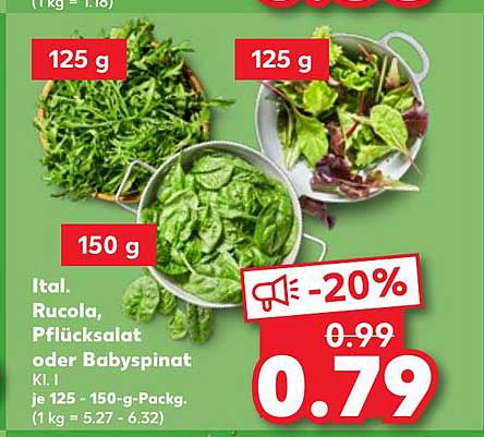 Ital. Rucola, Pflücksalat oder Babyspinat, 150 g