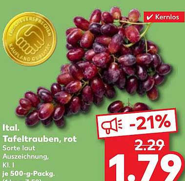Ital. Tafeltrauben, rot - Sorte laut Auszeichnung, Kl. I je 500-g-Pack.