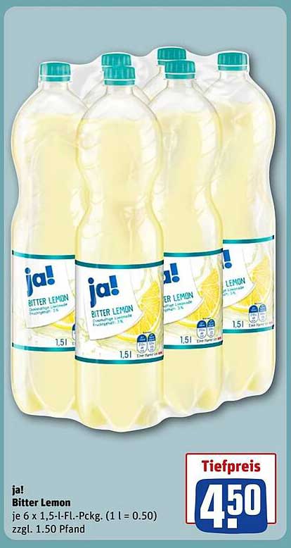 ja! Bitter Lemon - 6 x 1,5 l Flasche