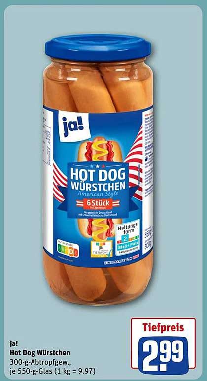 ja! Hot Dog Würstchen American Style - 6 Stück