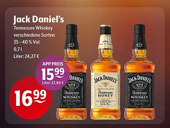 Jack Daniel's Tennessee Whiskey verschiedene Sorten 0,7 l