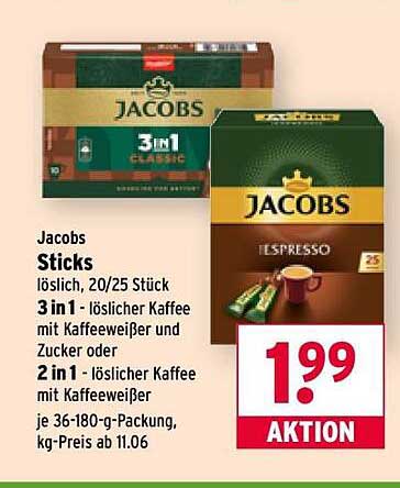 Jacobs Sticks - 3 in 1 und 2 in 1 löslicher Kaffee