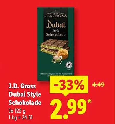 J.D. Gross Dubai Style Schokolade