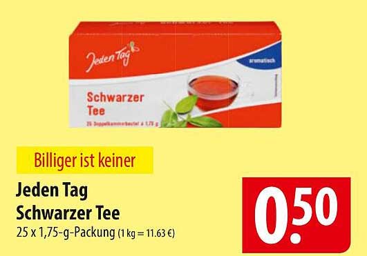 Jeden Tag Schwarzer Tee 25 x 1,75-g-Packung