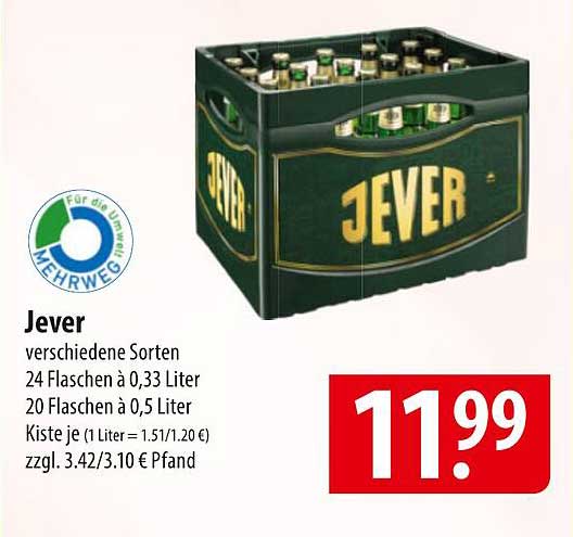 Jever Bier - Verschiedene Sorten im Kasten