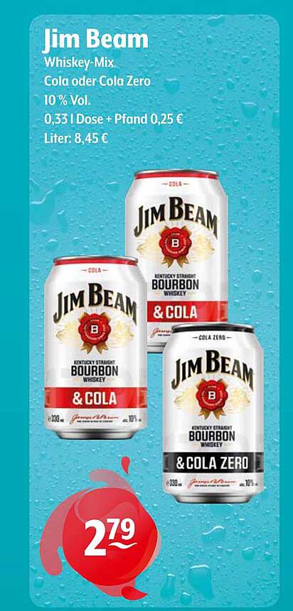 Jim Beam Whiskey-Mix - Cola oder Cola Zero 0,33 l