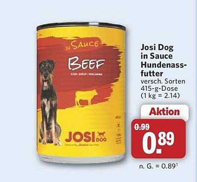 Josi Dog in Sauce Hundenassfutter 415-g-Dose