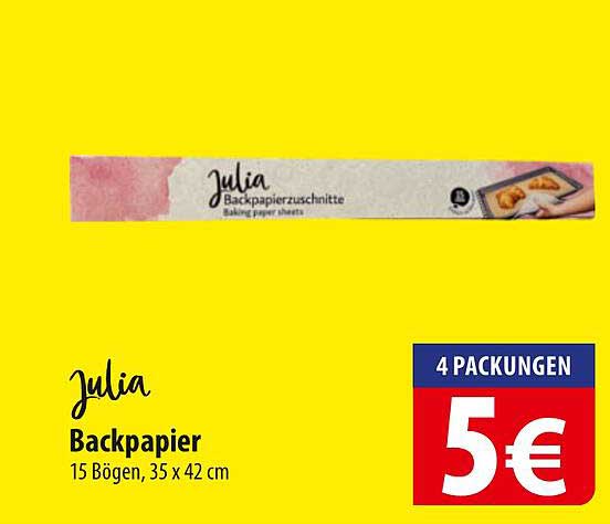 Julia Backpapier - 4 Packungen à 15 Bögen
