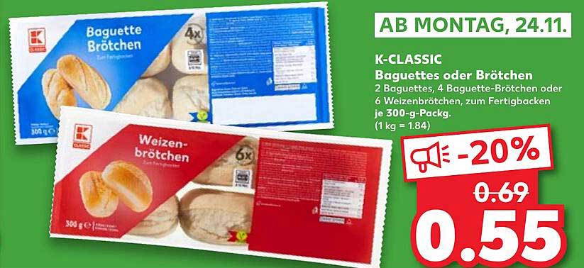 K-CLASSIC Baguettes oder Brötchen – Jetzt zum Sparpreis!