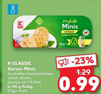 K-CLASSIC Harzer Minis mit Kümmel, 115 g