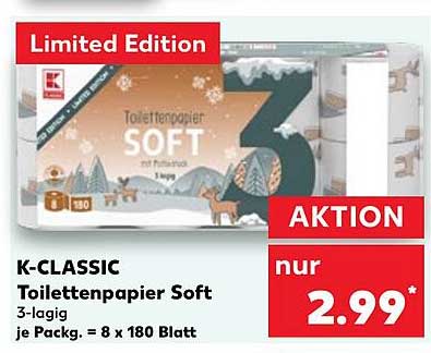 K-CLASSIC Toilettenpapier Soft 3-lagig - Limited Edition