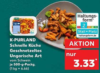 K-PURLAND Schnelle Küche Geschnetzeltes Ungarische Art 500-g-Pack.