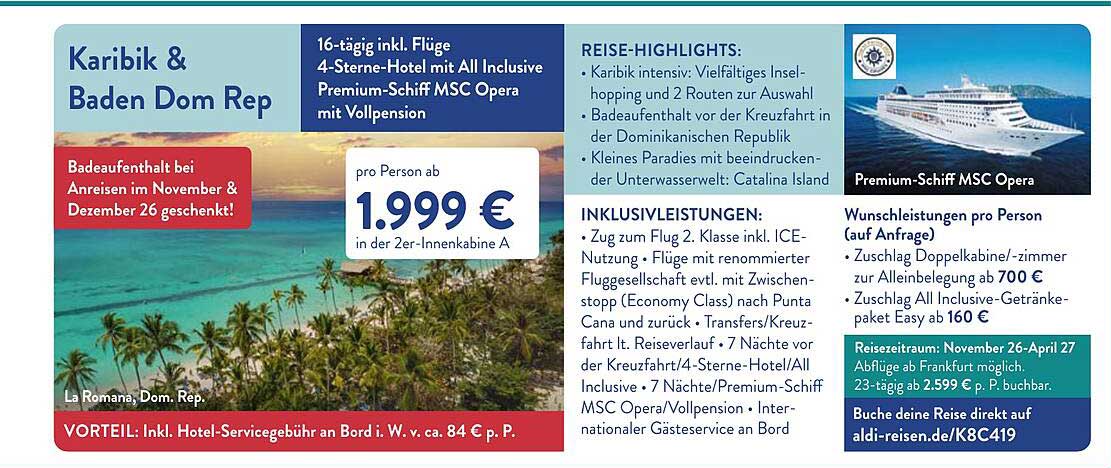 Karibik & Baden Dom Rep - 16-tägige Reise inkl. Flüge und 4-Sterne-Hotel