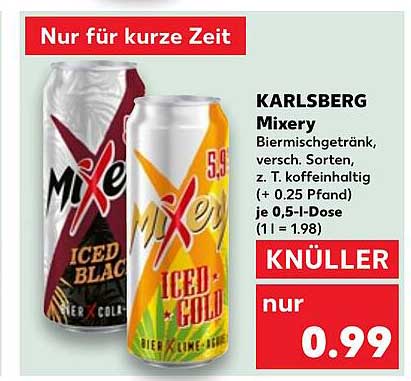 Karlsberg Mixery Biermischgetränk, verschiedene Sorten