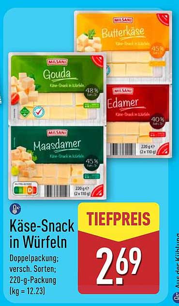 Käse-Snack in Würfeln