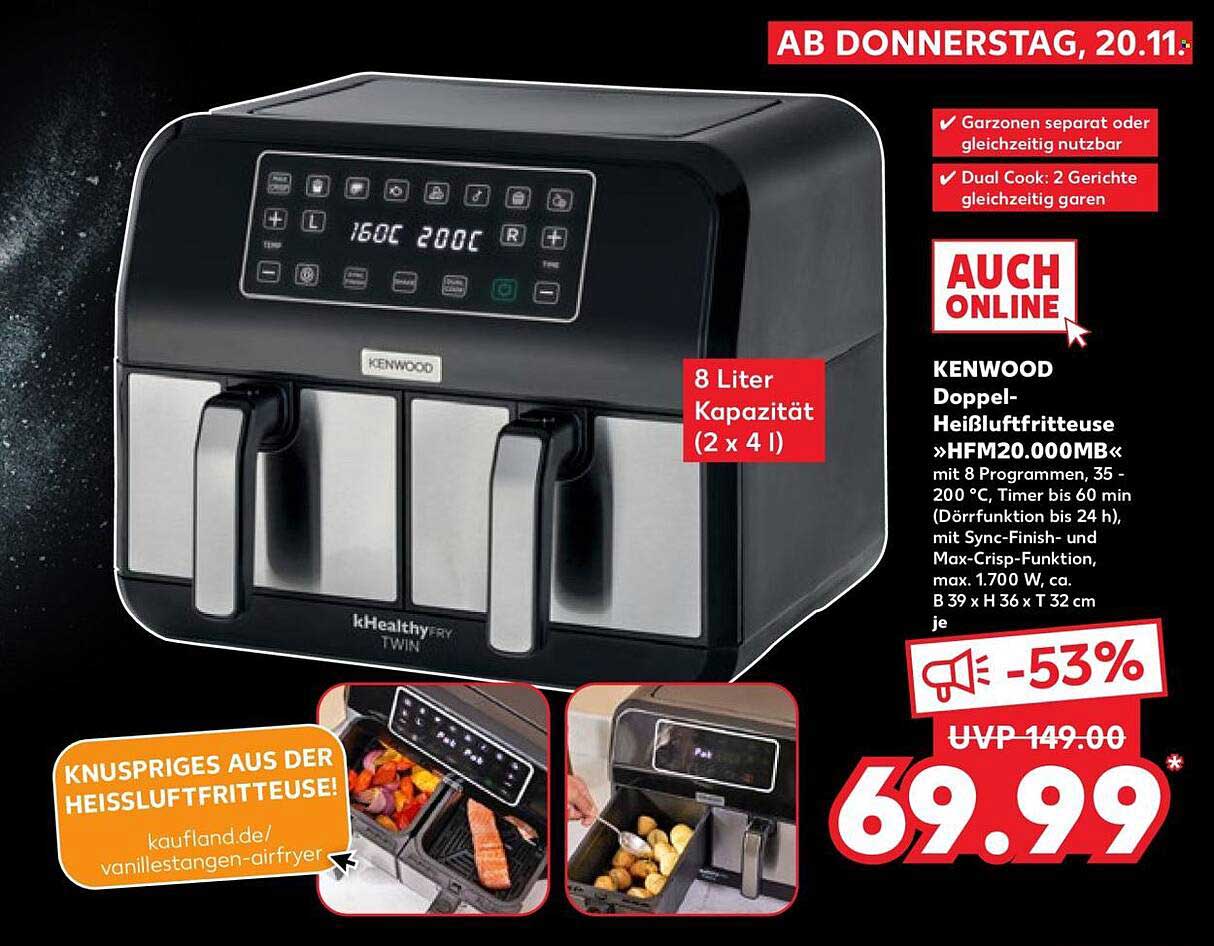 KENWOOD Doppel-Heißluftfritteuse »HFM20.000MB«