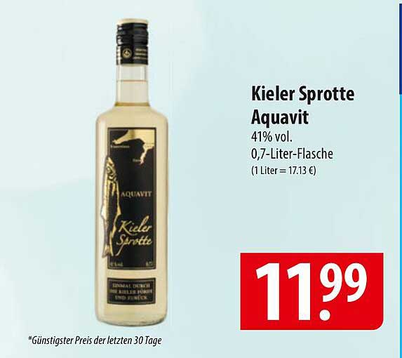 Kieler Sprotte Aquavit 0,7-Liter-Flasche 41% vol.