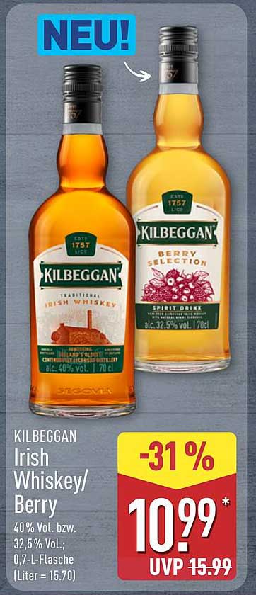 KILBEGGAN Irish Whiskey/Berry - 0,7 L-Flasche