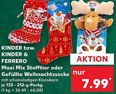 KINDER Maxi Mix Stofftier oder Gefüllte Weihnachtssocke