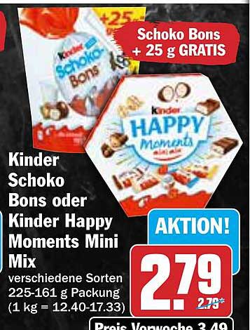 Kinder Schoko Bons oder Kinder Happy Moments Mini Mix - Aktionsangebot!
