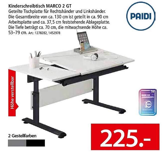 Kinderschreibtisch MARCO 2 GT