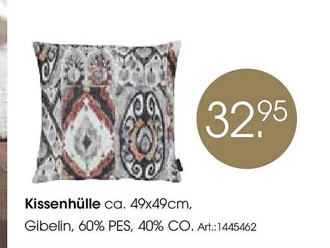 Kissenhülle ca. 49x49cm, Gibelin, 60% PES, 40% CO.