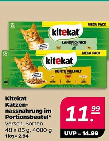 Kitekat Katzennahrung im Portionsbeutel - Mega Pack (versch. Sorten)