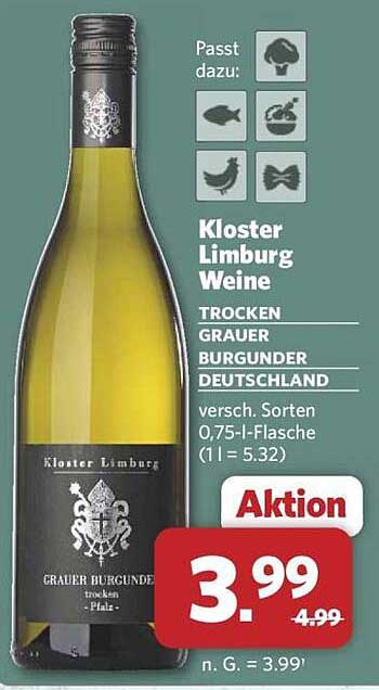 Kloster Limburg Grauer Burgunder Trocken 0,75-l-Flasche