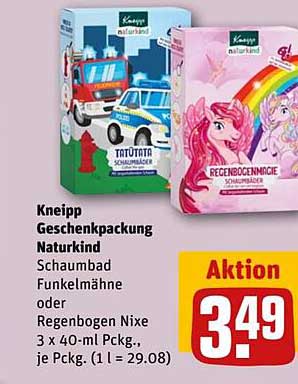 Kneipp Geschenkpackung Naturkind Schaum Bad Funkelmähne oder Regenbogen Nixe 3 x 40-ml Pckg.