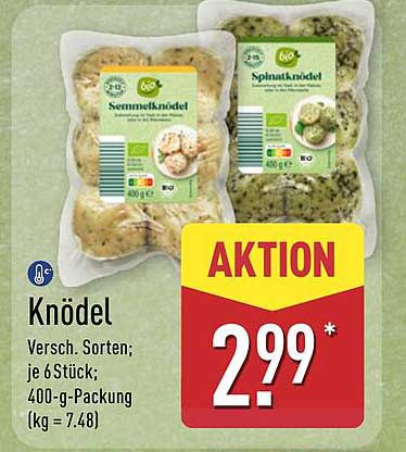 Knödel, Versch. Sorten; je 6 Stück; 400-g-Packung