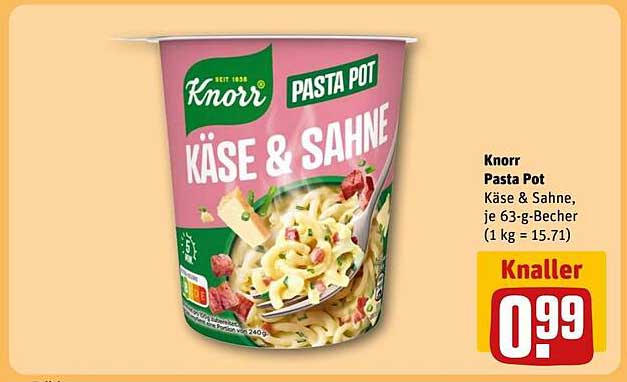 Knorr Pasta Pot Käse & Sahne, je 63-g-Becher