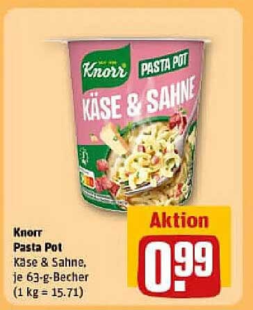 Knorr Pasta Pot Käse & Sahne, je 63-g-Becher