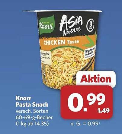 Knorr Pasta Snack verschiedene Sorten 60-69-g-Becher