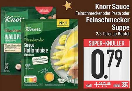 Knorr Sauce Feinschmecker oder Pasta oder Feinschmecker Suppe – 2/3 Teller, je Beutel