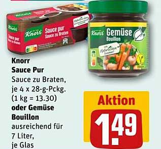 Knorr Sauce Pur oder Gemüse Bouillon je Glas für 1,49