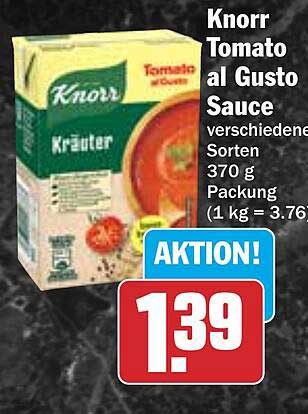 Knorr Tomato al Gusto Sauce - verschiedene Sorten 370 g