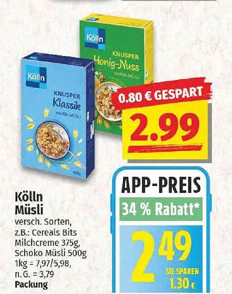 Kölln Müslis - Knusper Vielfalt in verschiedenen Sorten