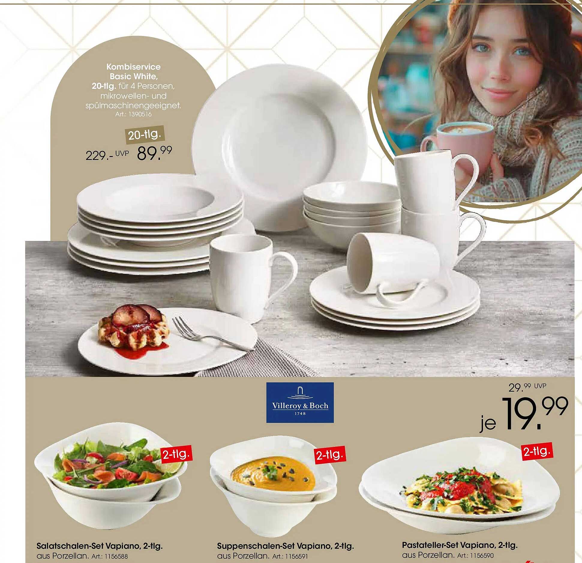 Kombiset Basic White, 20-tlg. für 4 Personen