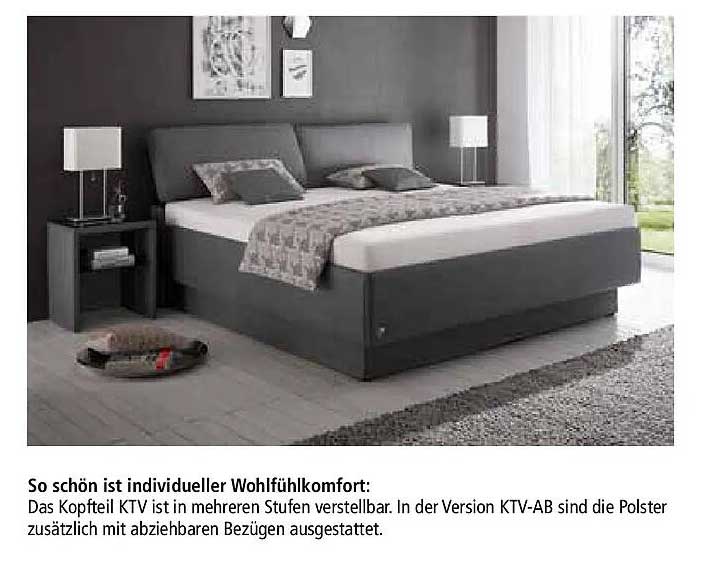 Komfortables Bett KTV mit verstellbarem Kopfteil